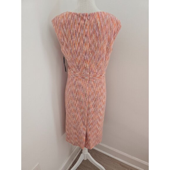Alex Marie Carmen Orange Knit Ruched Cap Sleeves Sheath V-Neck Lined Dress 10 M - Picture 8 of 14